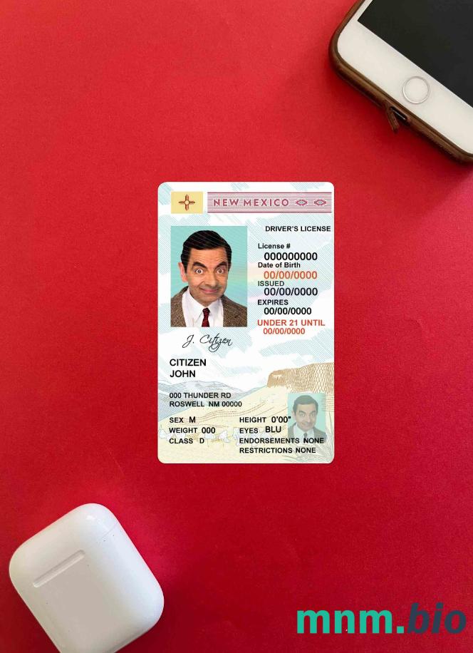 USA Nowy Meksyk prawo jazdy, poniżej 21 lat photolook, w pełni edytowalny